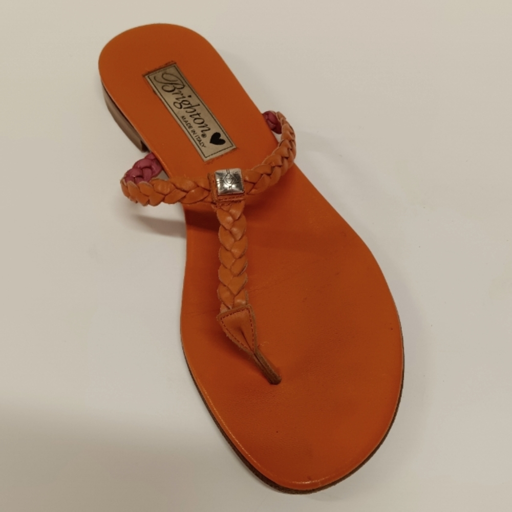 ** SINGLE LEFT SHOE ** Brighton Casidy Leather Sandal Thong Orange